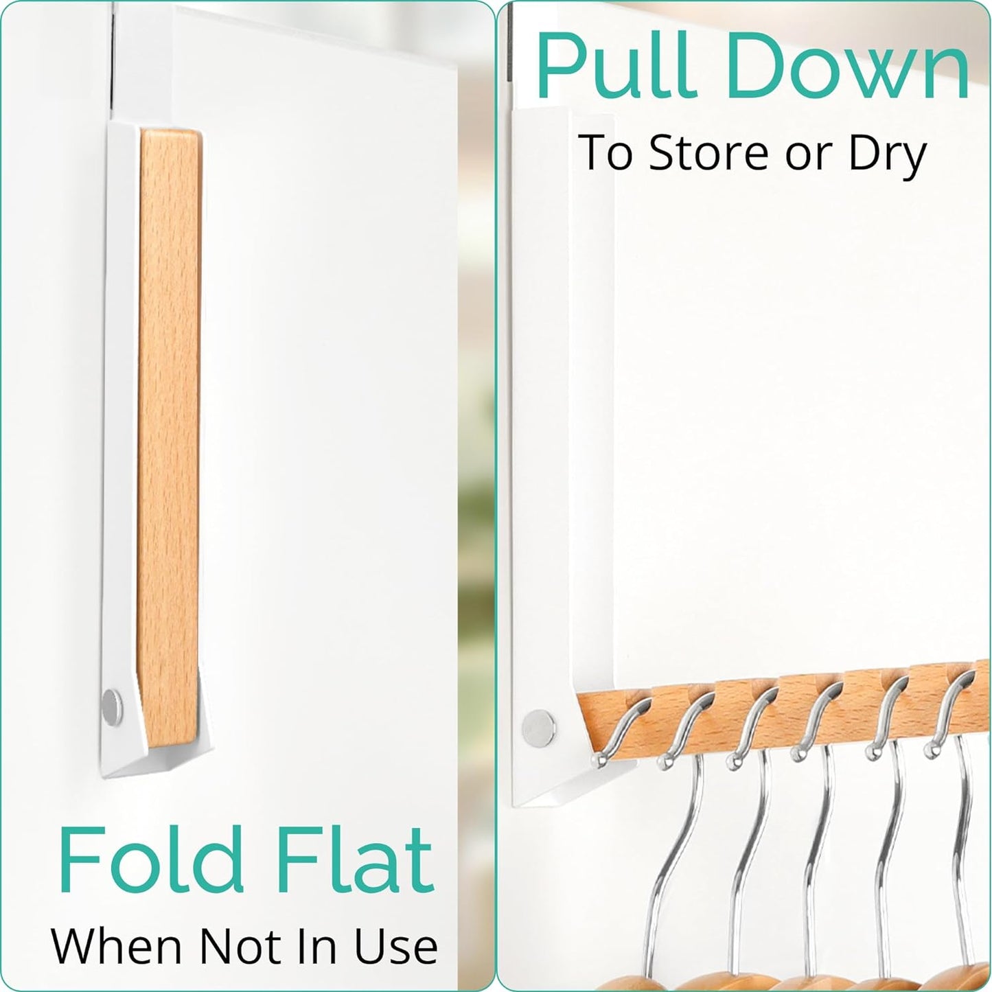 Over The Door Coat Rack - Portable Foldable Laundry Hanger Dryer Rack - Ideal for Travel and Laundry Needs - Convenient Over The Door Hanger for Clothes and Laundry - 1PCS (White)