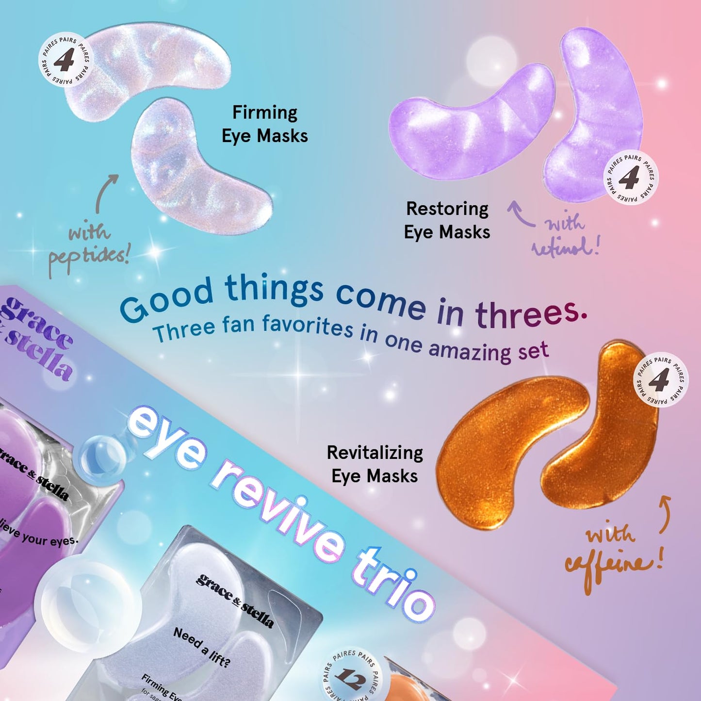 grace & stella Under Eye Patches (12 pairs) Eye Masks for Dark Circles and Puffiness - Birthday Gifts for Women, Bachelorette Party Favors, Bridesmaid Proposal Gifts, Self Care, Spa, Relaxation, Vegan