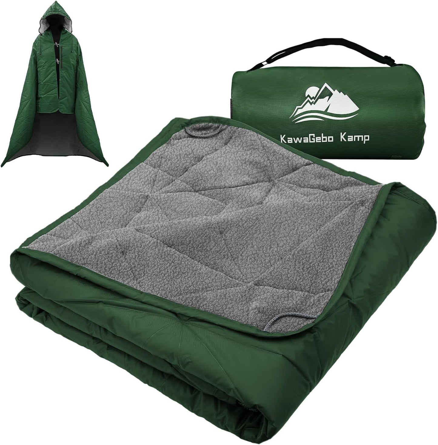 Outdoor Waterproof Blanket, Foldable Fleece Stadium Blanket for Outdoor Sports Event, Camping, Concerts, Car, Pet, Picnics - Windproof, Wearable, Machine Washable 80" x 58"