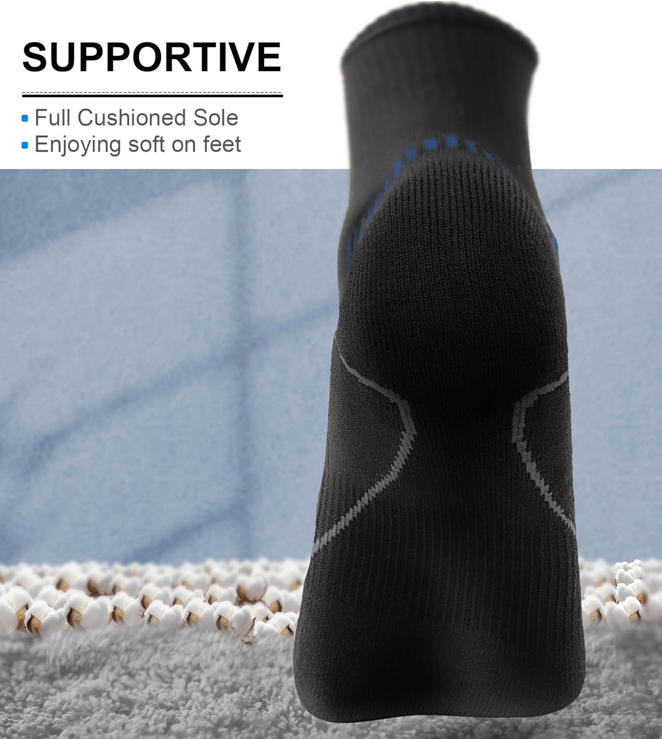 BULLIANT Compression Socks for Men 6Pairs, Athletic Crew Socks Cushioned For Men Sports Running-Arch Support
