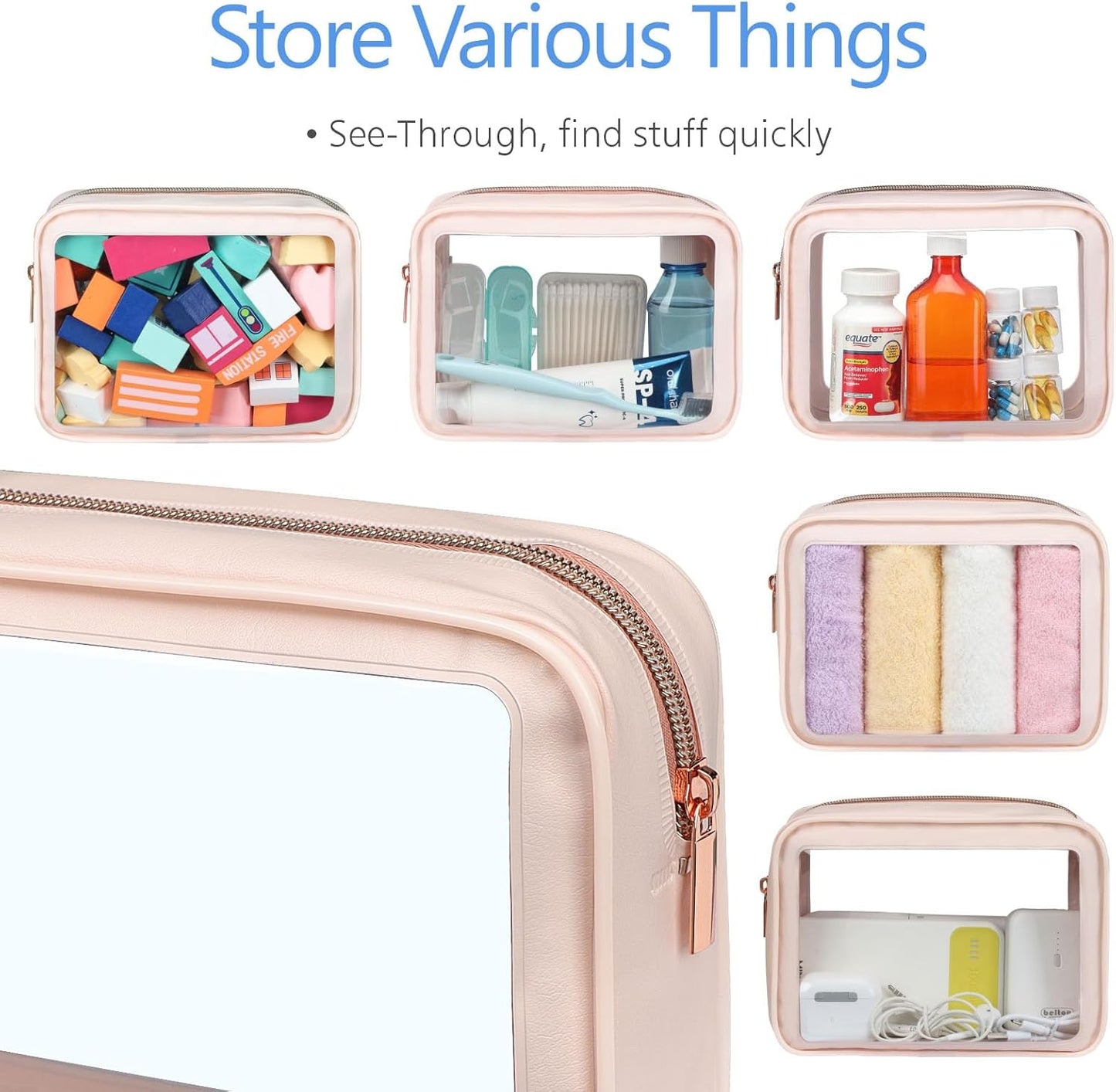 PACKISM TSA Approved Toiletry Bag - Upgrade Color-Edged Clear Makeup Bags, Clear Toiletry Bags For Traveling Fits Various Storage Needs