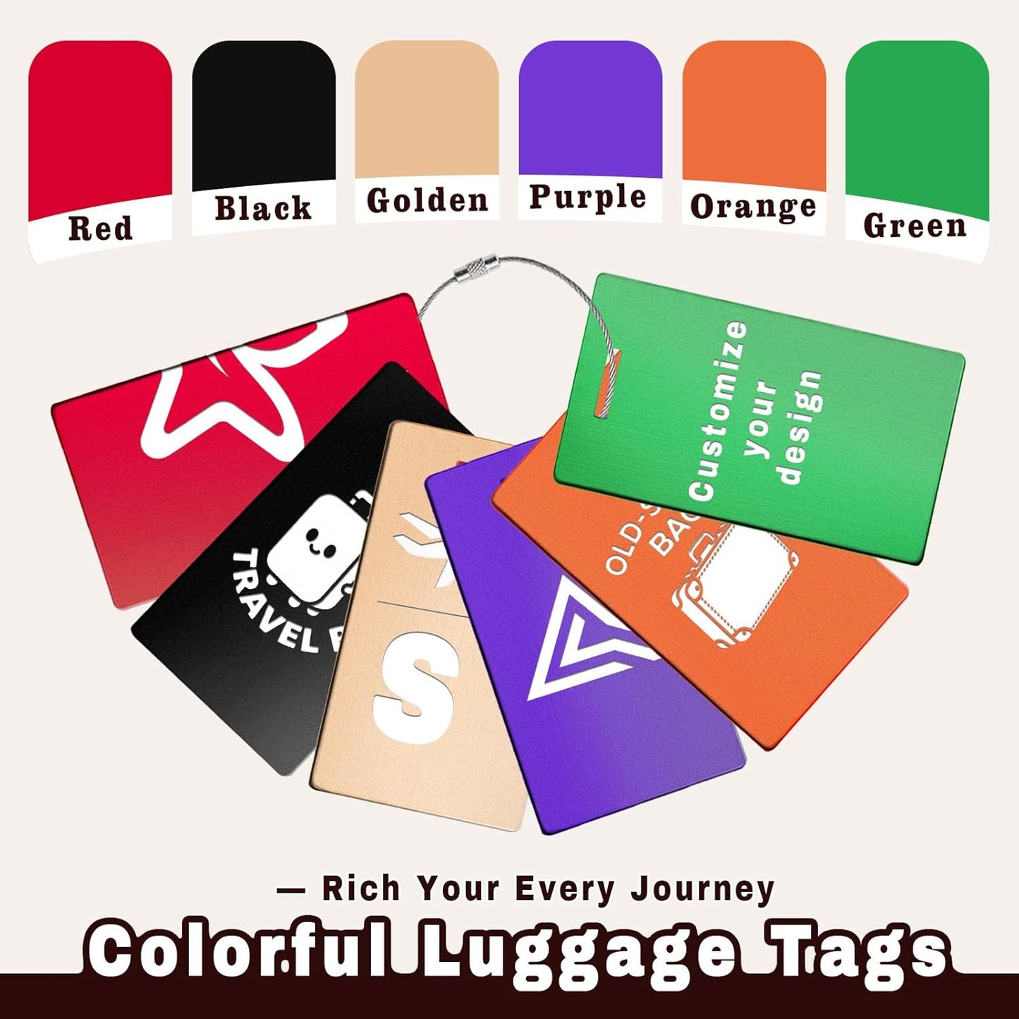 4PCS Personalized Luggage Tags for Travel Durable Aluminium Luggage Tags for Suitcases Custom Bag Tags for Backpacks Heavy Duty Personalized Name Tags for Birthday Gifts (Large,Purple)