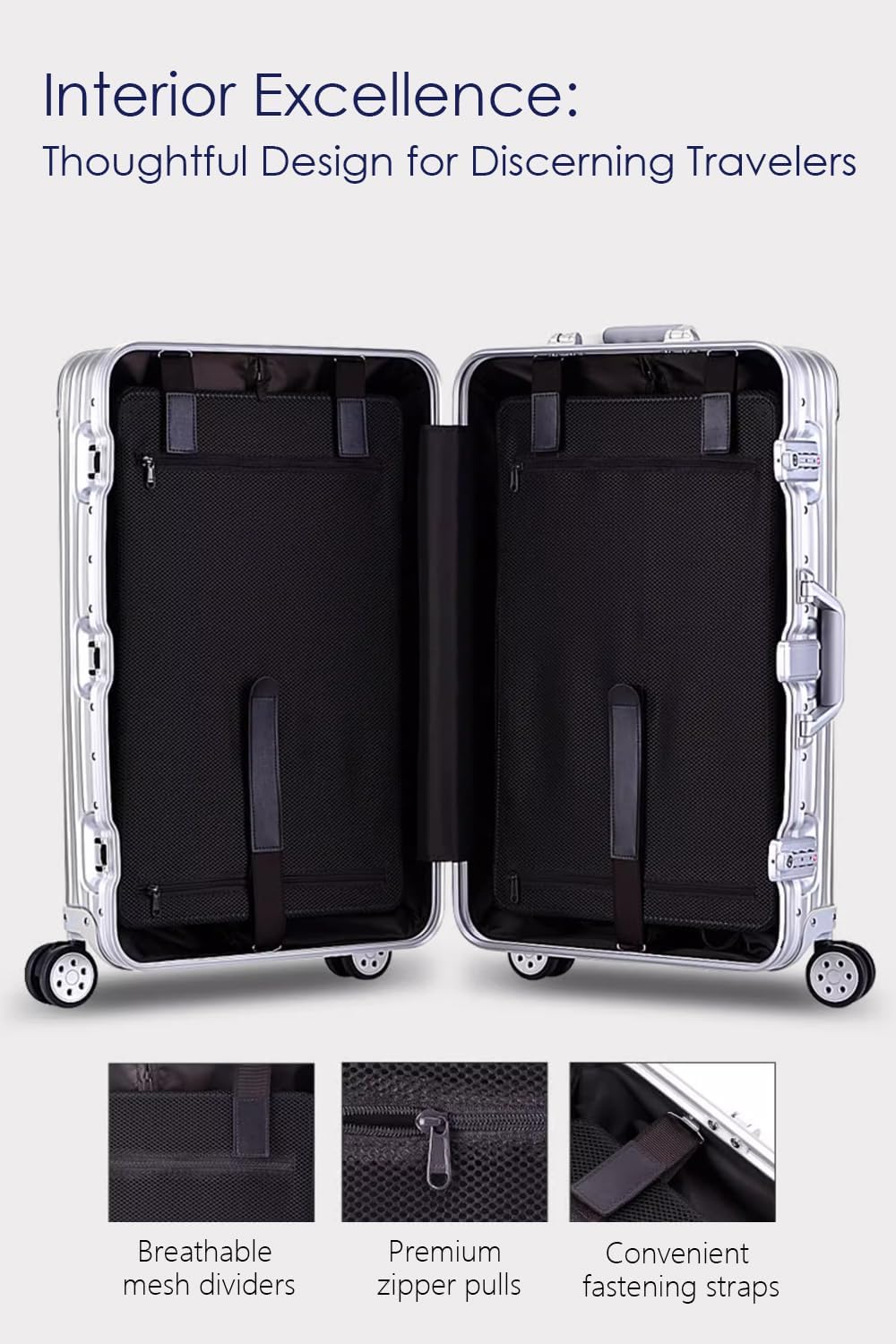 28 Inch All Aluminum Checked in Luggage with Wheels, Hard Shell Zipperless Suitcase with TSA Locks, Large Travel Luggage, Black