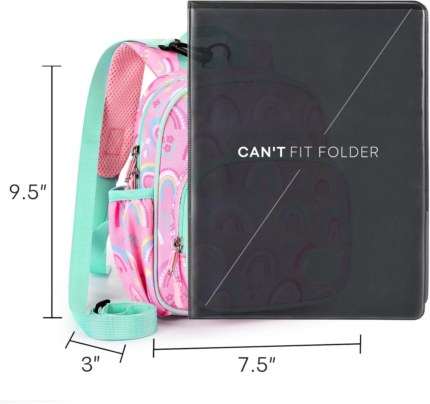 mibasies Backpack Leash for Toddlers 1-3: Baby Backpack for Girls with Anti-Lost Harness - Rainbow Pink