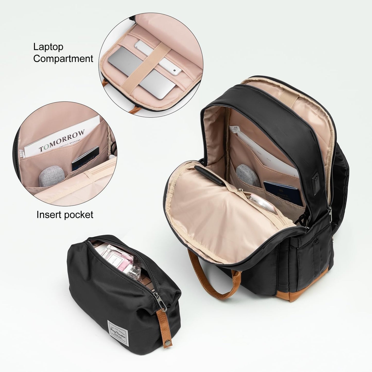 LONG VACATION 3 Piece Carry On Luggage Set with Backpack, 20 Inch Carry Suitcase with Spinner Wheels, ABS+PC Hardshell Suitcase set with TSA Lock & YKK Zipper
