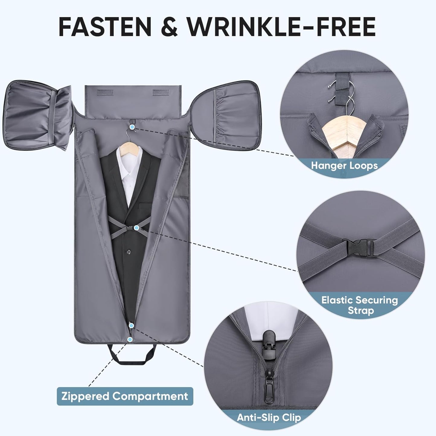 BALEINE Convertible Garment Bag with Shoe Compartment, 2 in 1 Carry on Garment Duffle Bags for Travel, Suit Bag for Men Women (Navy)