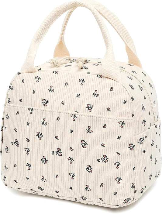 Bluboon Lunch Bag for Women Men Cute Corduroy Lunch Tote Bags Reusable Insulated Lunch Box Large Capacity Reusable Insulated Cooler for Work Picnic or Travel