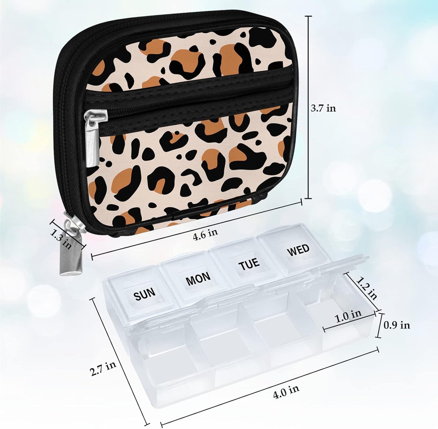 Serfeymi Weekly Travel Pill Organizer Pill Case for Purse with Removable 7 Day Pill Box, Fashionable Travel Medicine Organizer Pill Container for Medicine, Vitamin, Supplement - Brown 02 + Pill Box