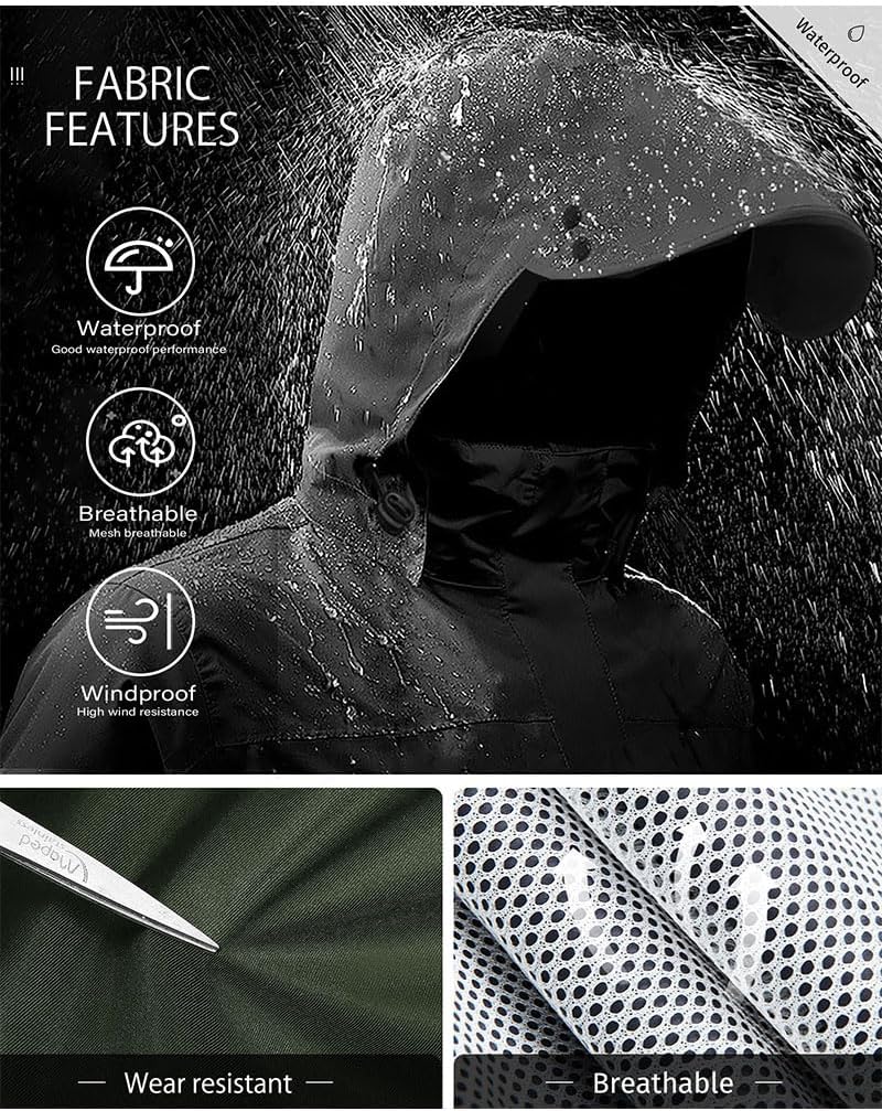iCreek Rain Suit Waterproof Jacket with Pants 2 Pieces Breathable Lightweight Packable Raincoat with Hooded Rain Gear Unisex