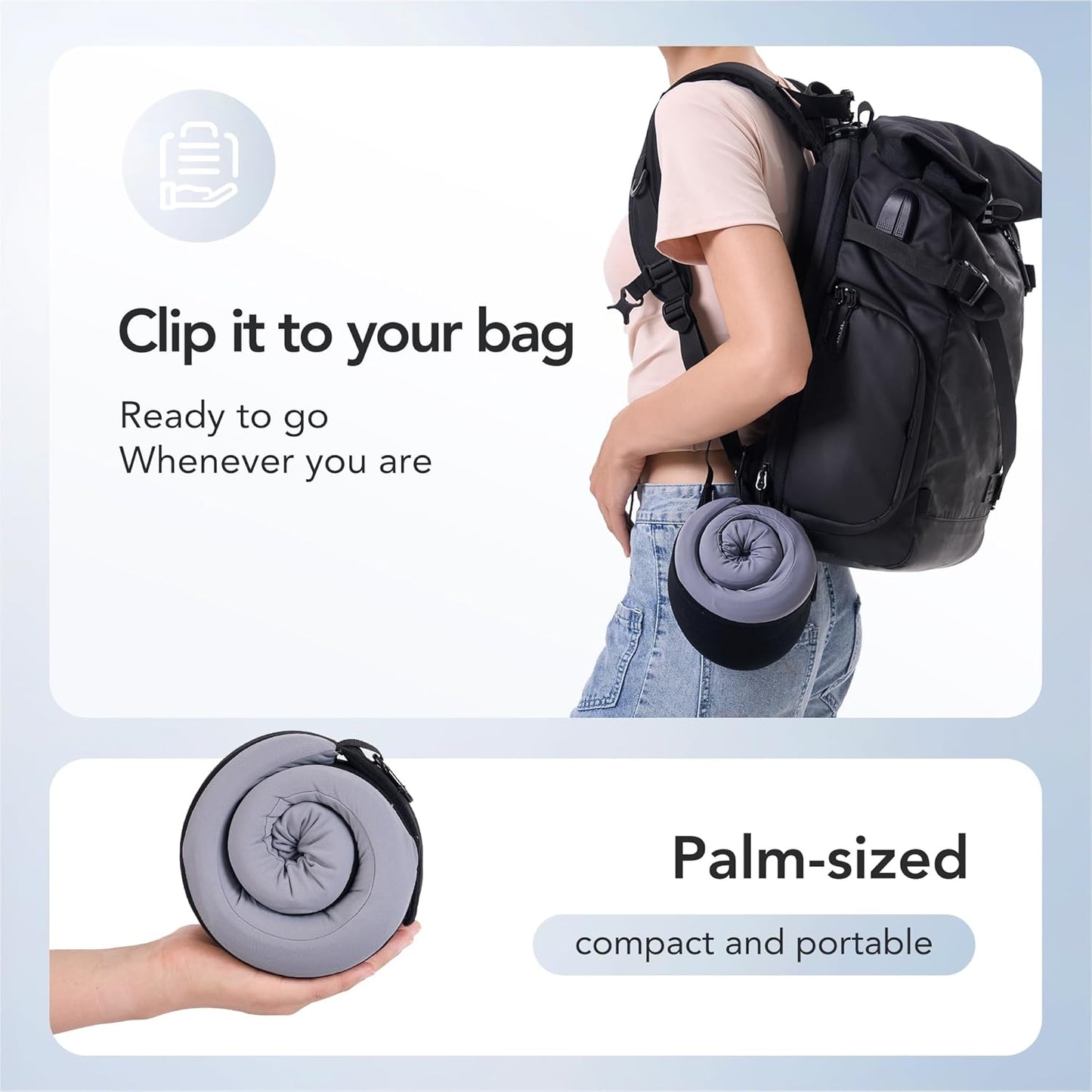 Travel Pillow, 100% Pure Memory Foam Travel Neck Pillow Airplane Neck Support Ergonomic Design for Traveling Suitable for Airplanes,Offices and Cars-Cooling Silk Black