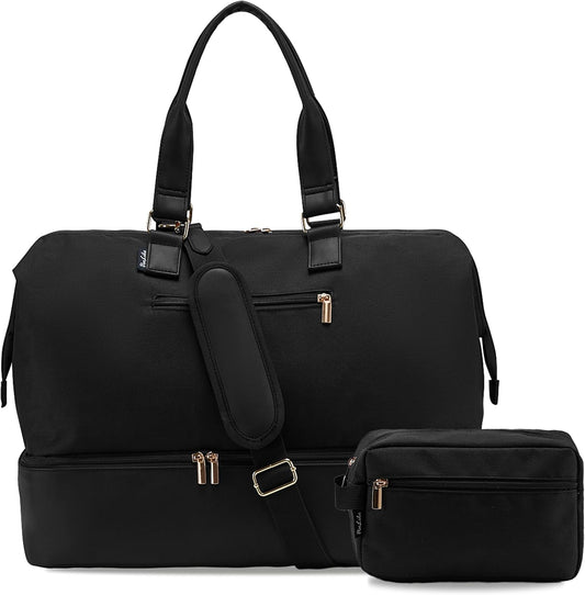 Weekender Bags for Women, Large Travel Duffel Bag with Shoes Compartment, Carry On Overnight Tote Bags with Toiletry Bag