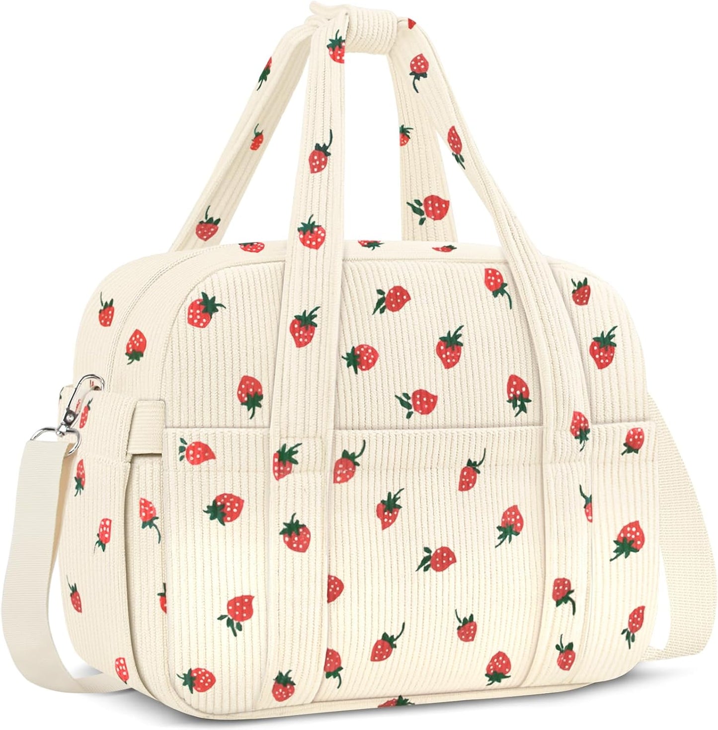 Corduroy Lunch Box Lunch Bag for Women Adults Men, Cute Strawberry Insulated Work Reusable Leakproof Simple Large Lunch Boxes Tote Bag Adults Cooler Bag, with Shoulder Strap