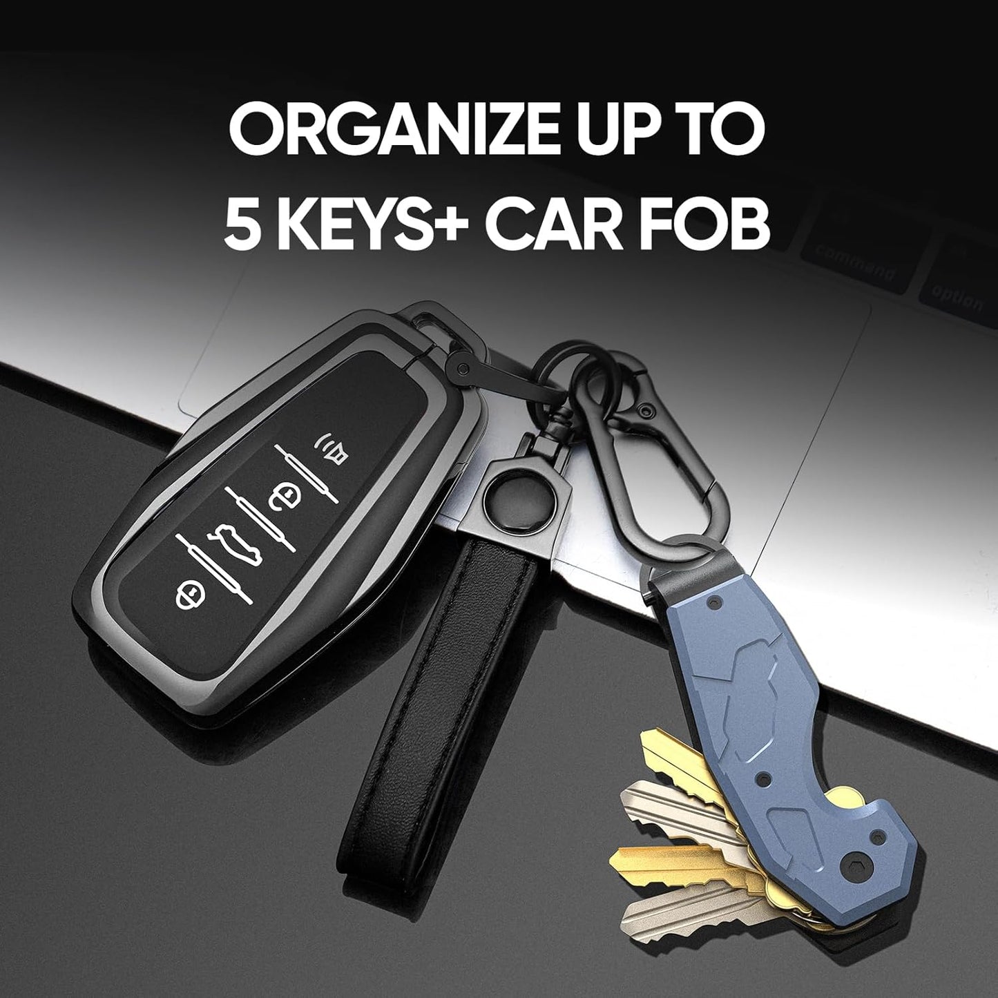 Zeeker Compact Key Organizer Keychain with Built-in Tools – Holds 1-6 Keys, Includes Bottle Opener, Hex Wrench, and Serrated Cutter – Minimalist Key Holder for Men and Women (Blue)