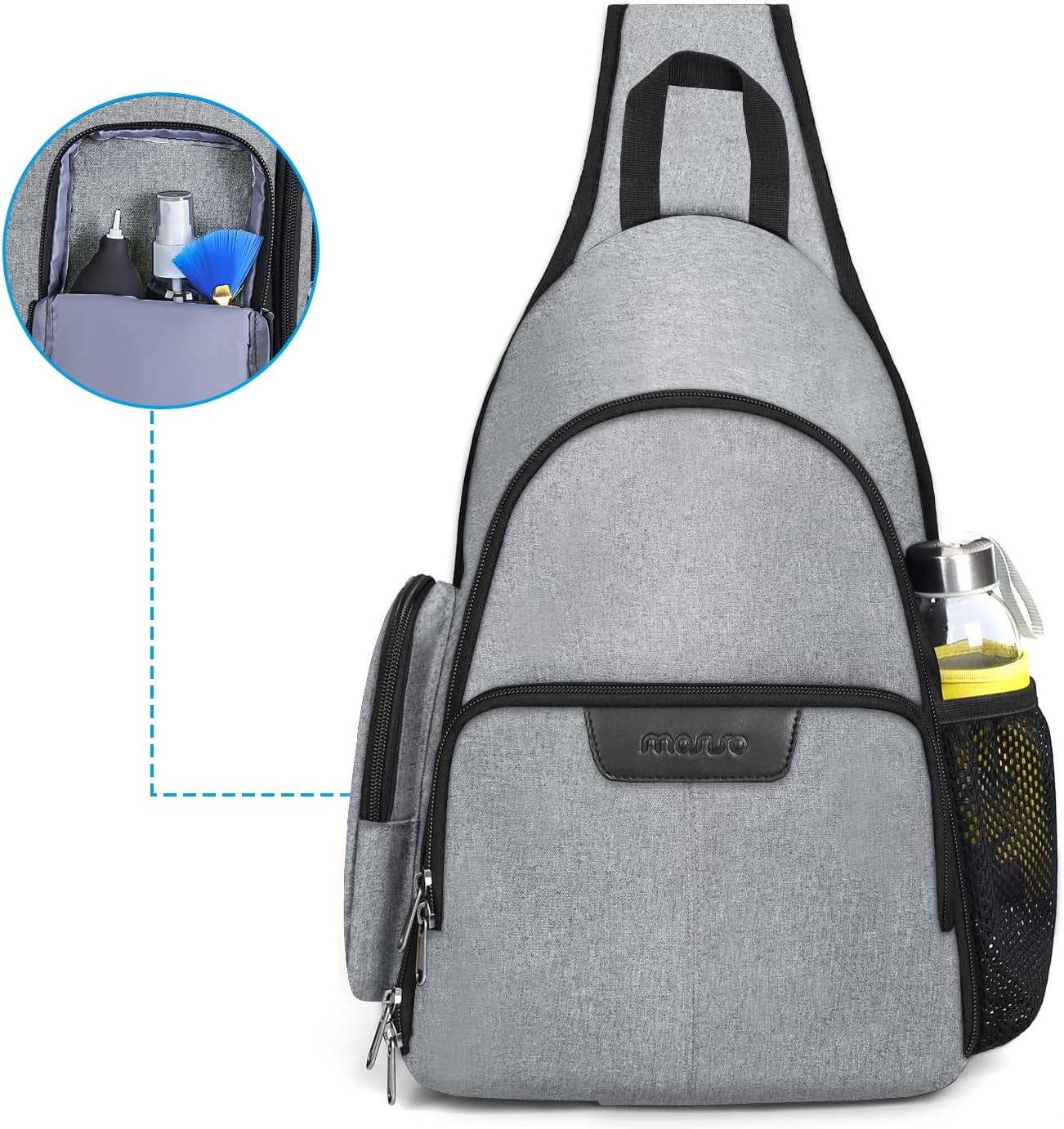 MOSISO Camera Bag Sling Backpack, DSLR/SLR/Mirrorless Full Open Camera Case with Tripod Holder&Rain Cover&Modular Insert, Photography Backpack Compatible with Canon/Nikon/Sony/Fuji, Grey