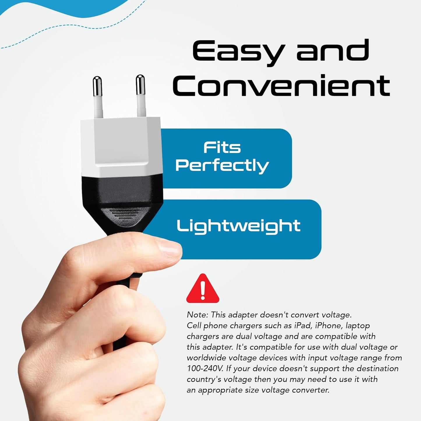 Ceptics European Travel Plug Adapter – Converts USA to EU, Asia and Italy Outlet – Type A to Type C converter - Use in Germany, Spain, & More - 6-Pack