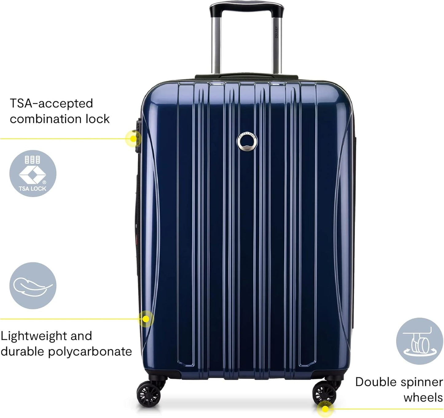 DELSEY PARIS Helium Aero Hardside Expandable Luggage with Spinner Wheels, Peony Pink, Checked-Medium 24 Inch