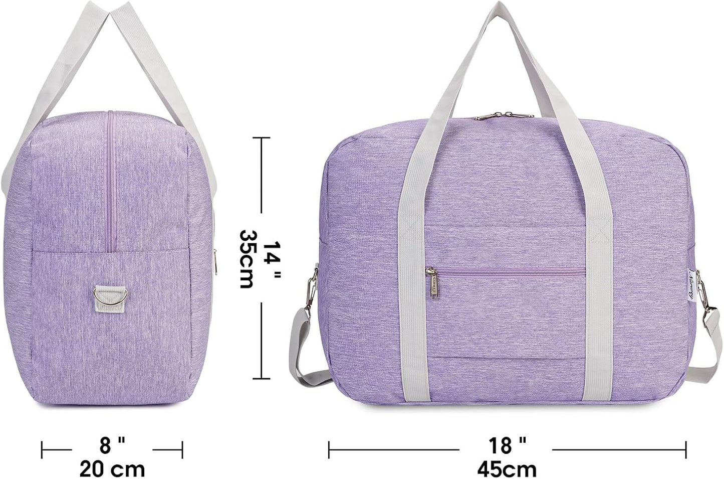 For Spirit Airlines Personal Item Bag 18x14x8 Foldable Travel Duffel Bag Tote Duffle Carry on Luggage for Women 30L (Purple (With Shoulder Strap))