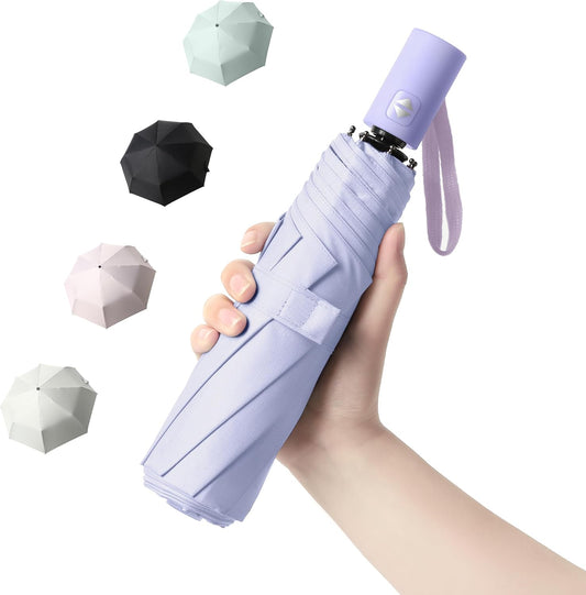 BAODINI Small UV Protection Travel Umbrella Compact for Rain and Sun UPF 50+ 41 inch Portable Umbrella for Women and Men