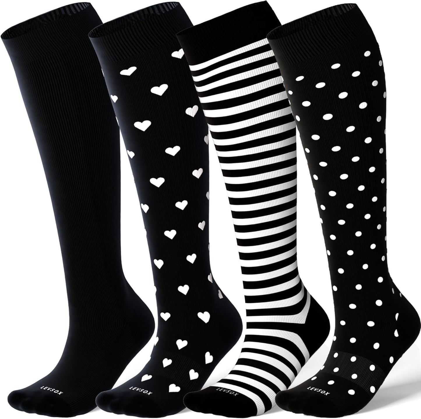 LEVSOX Compression Socks for Pregnant Women 20-30 mmHg Knee High Cute Funny Mens Supports Socks for Nurses, Medical, Travel