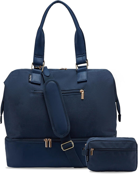 Weekender Bags for Women, Large Travel Duffel Bag with Shoes Compartment, Carry On Overnight Tote Bags with Toiletry Bag