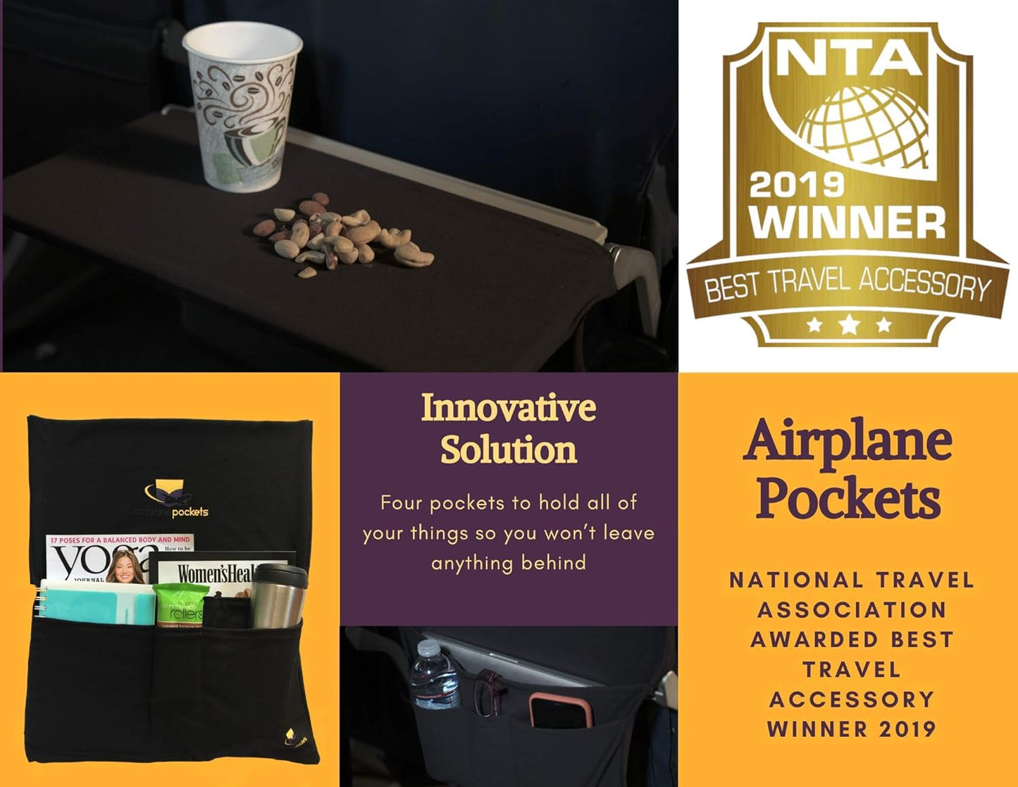 Airplane Pockets - Airplane Accessories - Plane Travel Essentials - Travel Organizer - Seat Storage Organizer - Air Travel Essentials - Seat Back Organizer - International Travel Must Haves