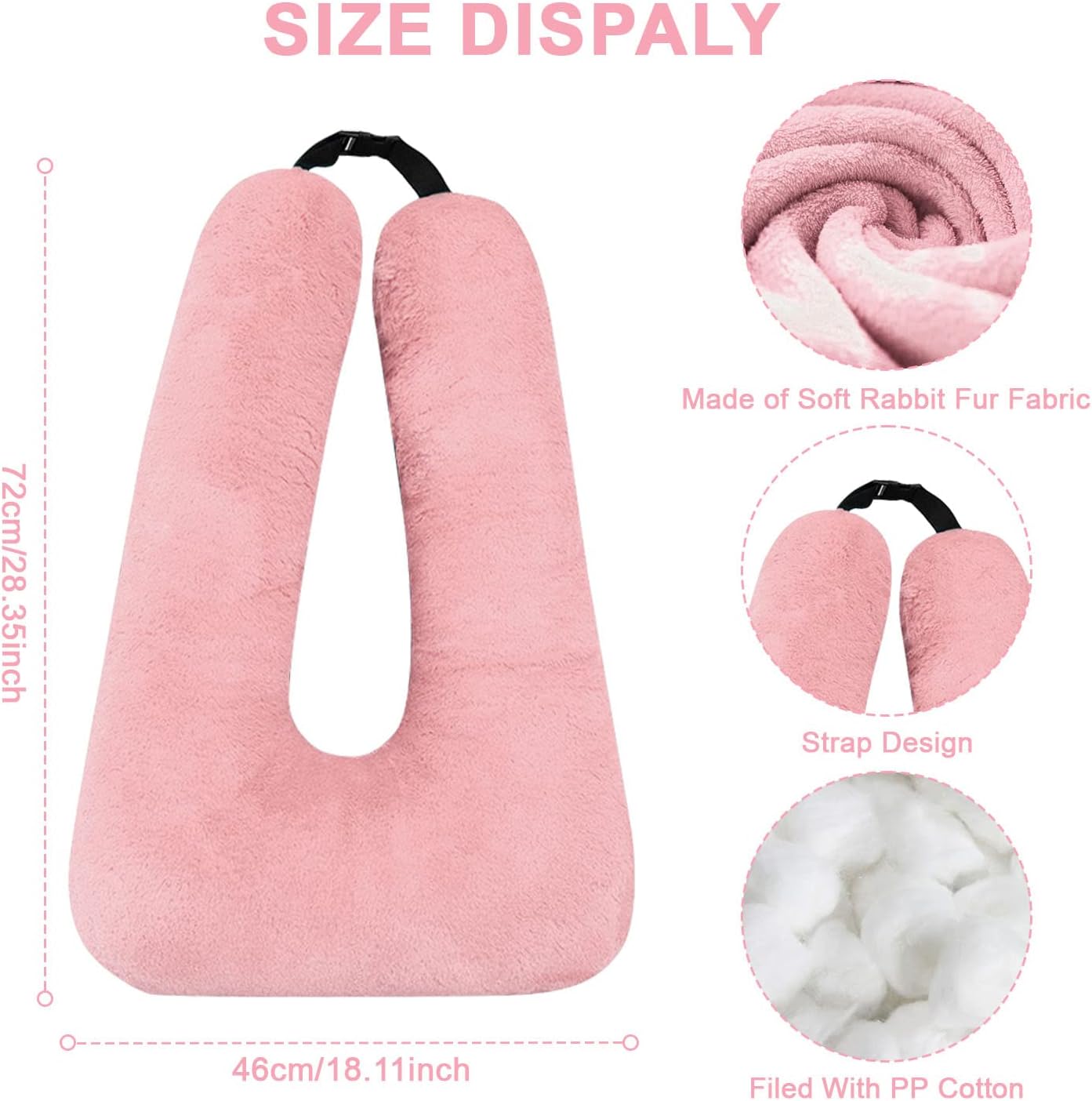 Car Pillow for Kids – Comfort Travel Pillow for Car – Soft Cotton Support Cushion for Children and Adults on Long Trips (Pink)