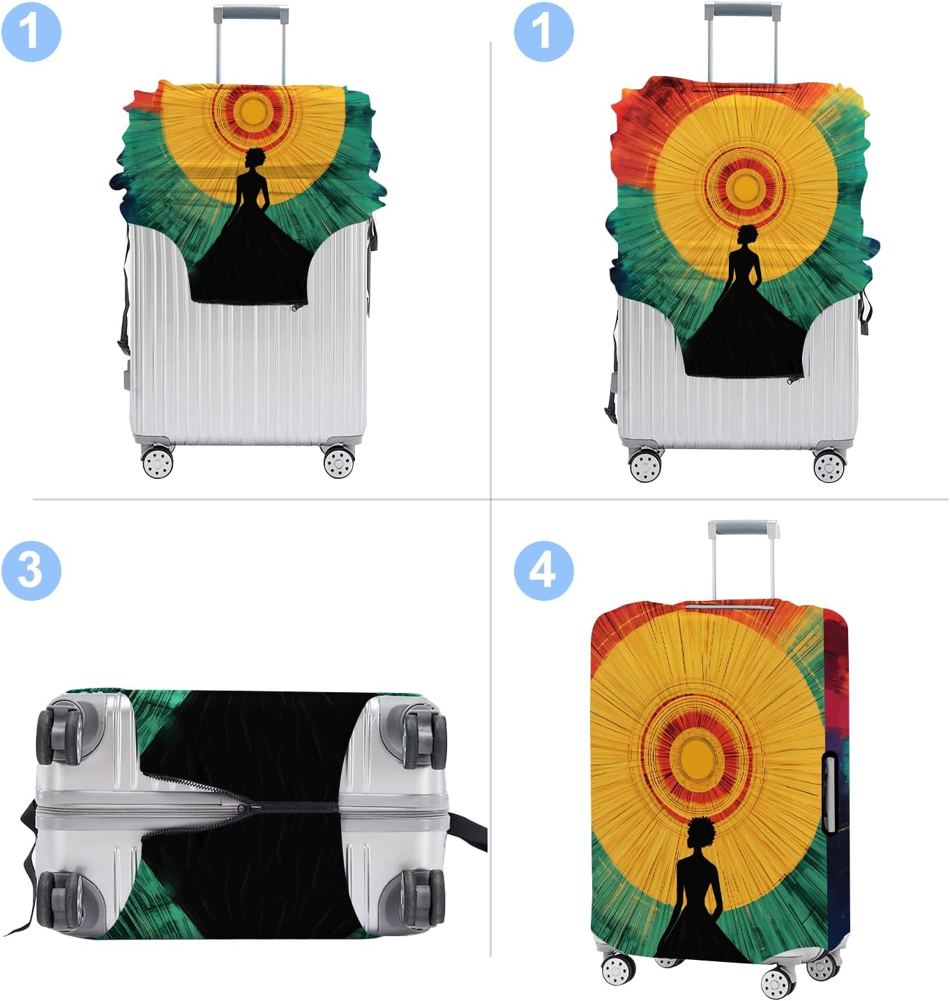 Luggage Cover Washable Suitcase Protector Anti-scratch Suitcase cover Fits 20-34 Inch Luggage (Girl-2, M(24-26inch suitcase))