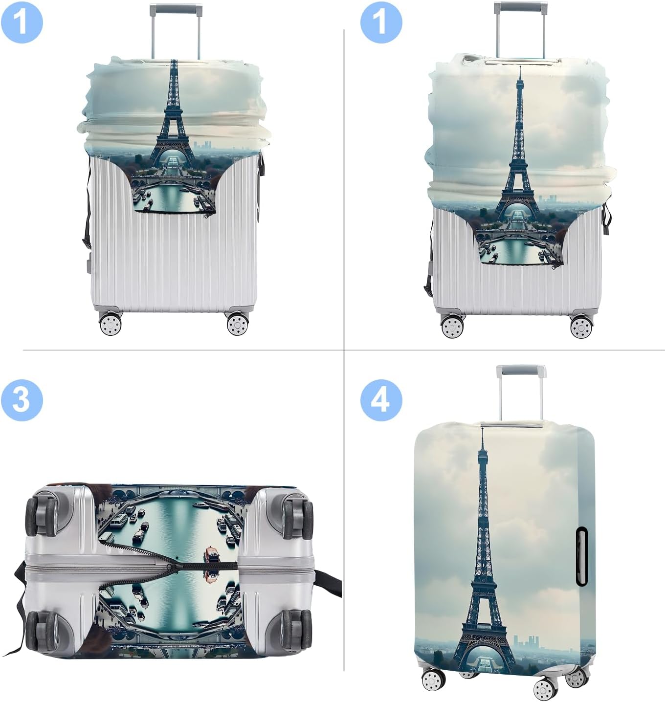 Luggage Cover Washable Suitcase Protector Anti-scratch Suitcase cover Fits 20-34 Inch Luggage (Grey, M(24-26inch suitcase))