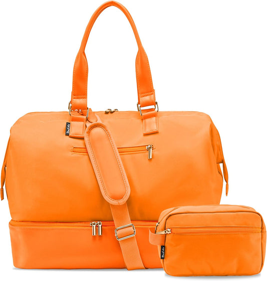 Weekender Bags for Women, Large Travel Duffel Bag with Shoes Compartment, Carry On Overnight Tote Bags with Toiletry Bag