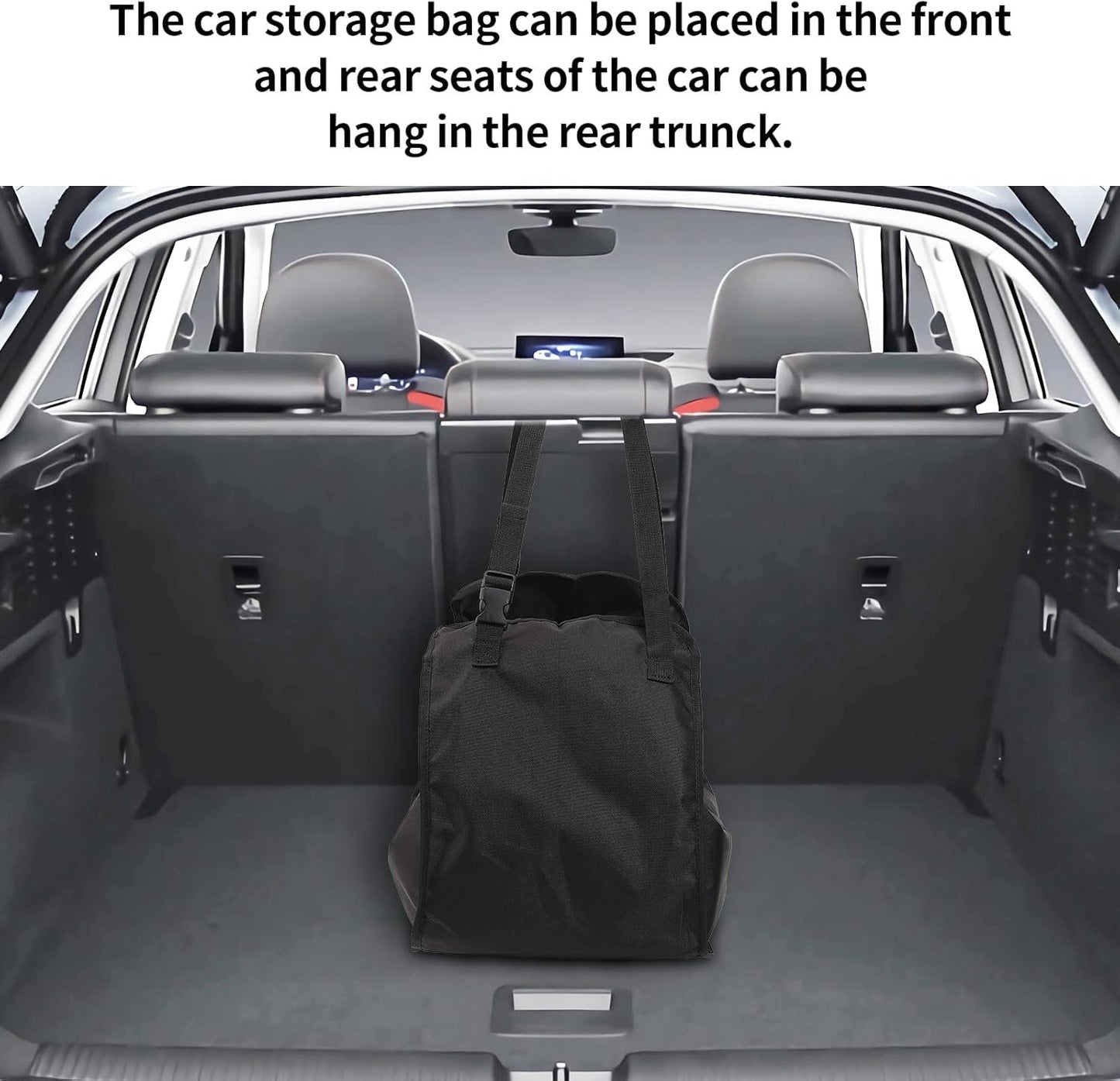 Car Seat Organizer - Large Capacity Passenger Seat Storage Travel Bag, Portable, Foldable and Collapsible Miscellaneous Car Hanging Bag, Shopping Shoulder Bag, Reusable Tote with Drawstrings