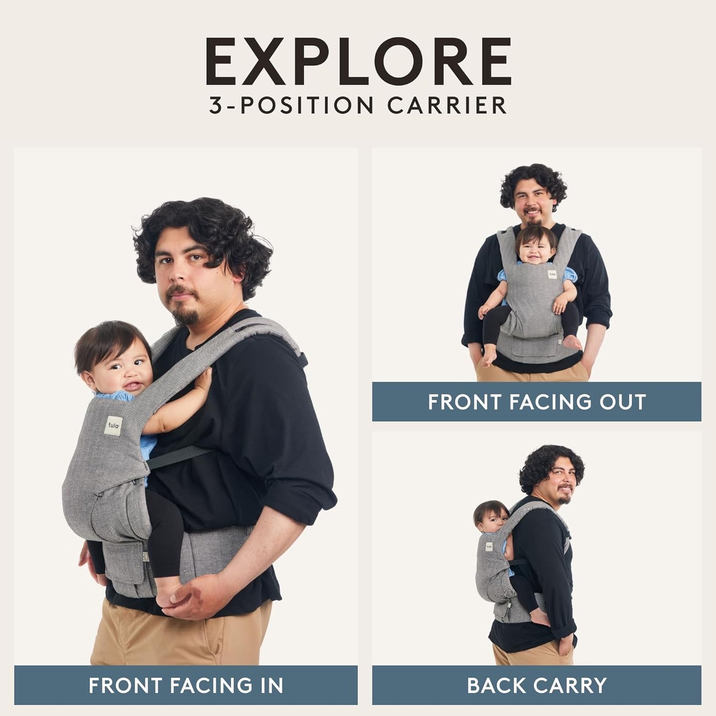 Baby Tula Explore Carriers - Breathable Baby Carrier Newborn to Toddler - Adjustable Toddler Carrier - Multiple Ergonomic Positions Front and Back - Ergonomic Fit for 7-45 lb - Hemp, Mariam