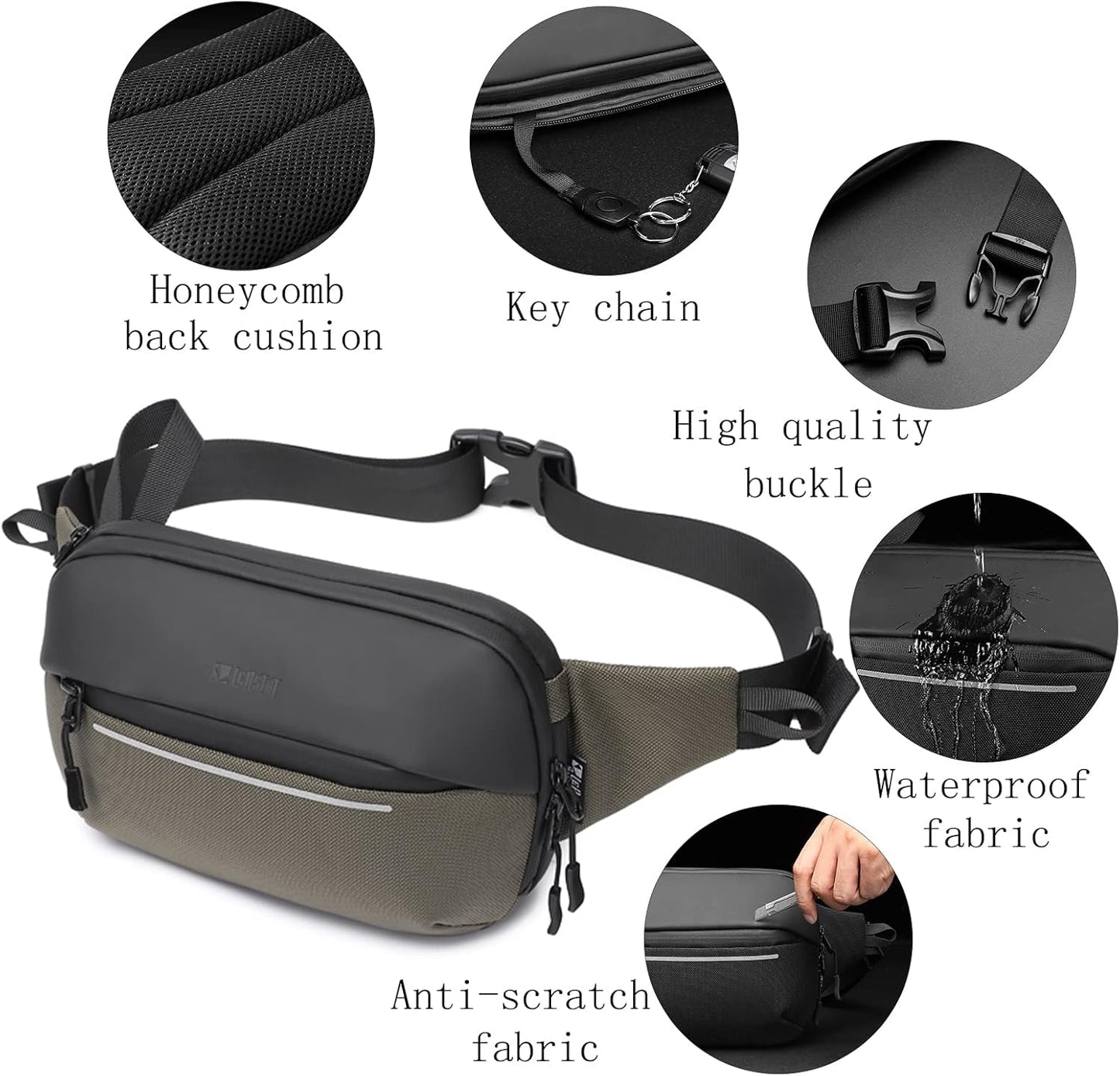 Crossbody Fanny Pack Belt Bag for Women & Men with Multi-Pockets, Waterproof Sling Bag for Travel, Running, Hiking, Cycling, Fashion Waist Bag Fits All Phones, Perfect Running Bag
