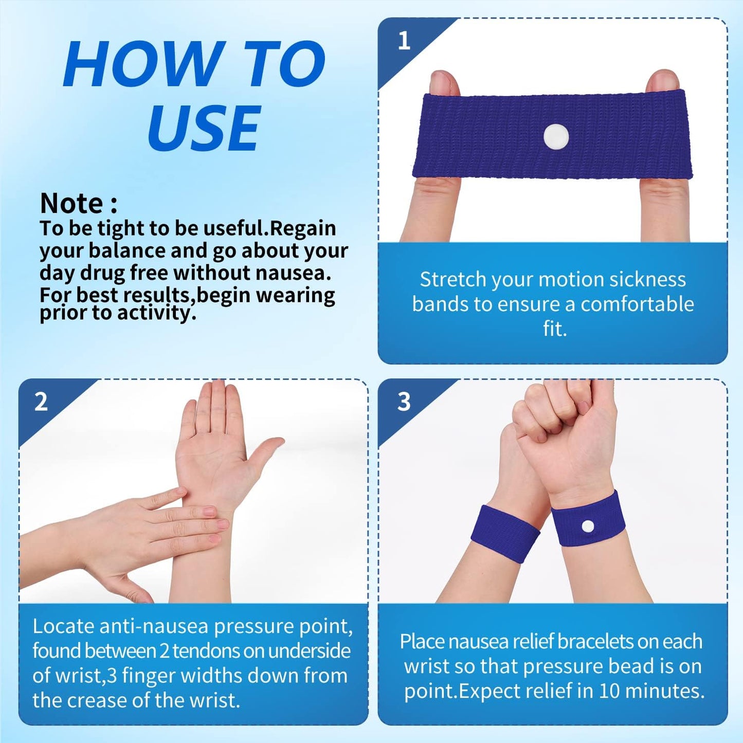 LYJEE Motion Sickness Bands for Adults and Kid Morning Sickness Relief Through Pressure Point Therapy Seasickness Wristband for Cruise Travel