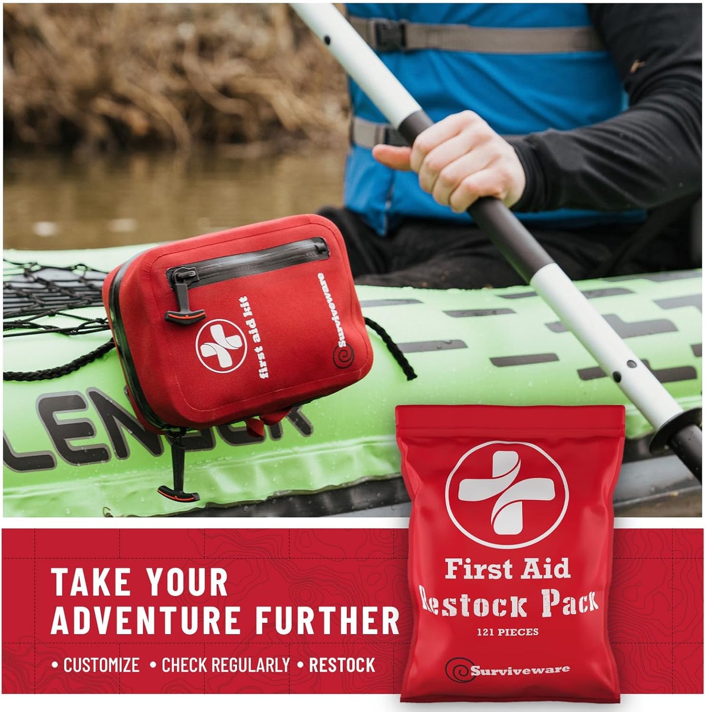 Surviveware 110 Pcs Waterproof Premium Survival First Aid Kit - Survival Emergency Preparedness for Travel Camping Gear, Survival Kit and Outdoor Emergencies - HSA & FSA Eligible Survival Kit