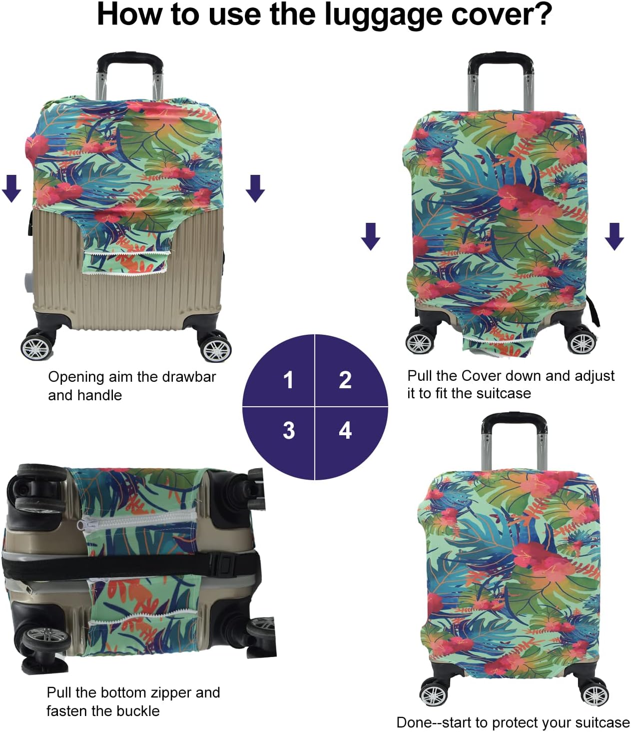 Travel Luggage Cover, Suitcase Protector Bag Fits 19-20 Inch Luggage Colorfulmaple