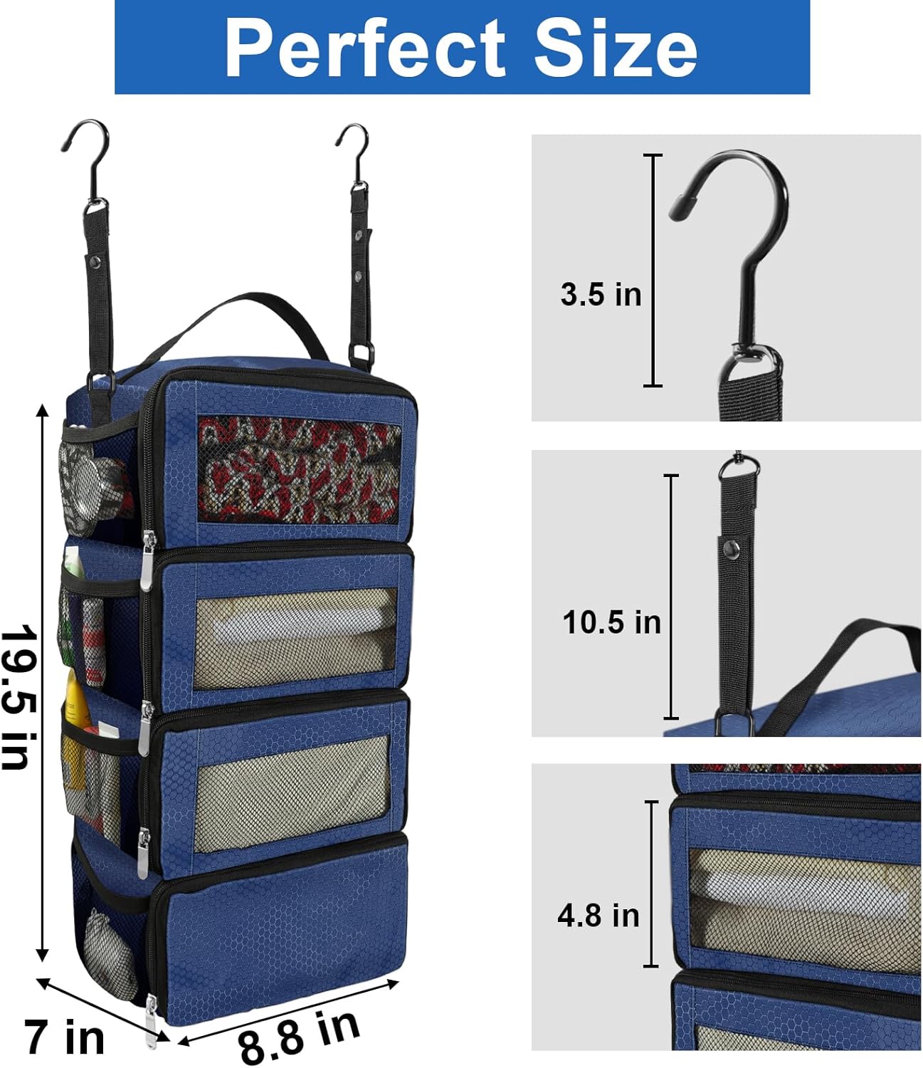 Suitcase Organizer, Travel Luggage Organizer Portable Hanging Travel Shelves Collapsible Hanging Packing Cubes for Carry on Suitcase