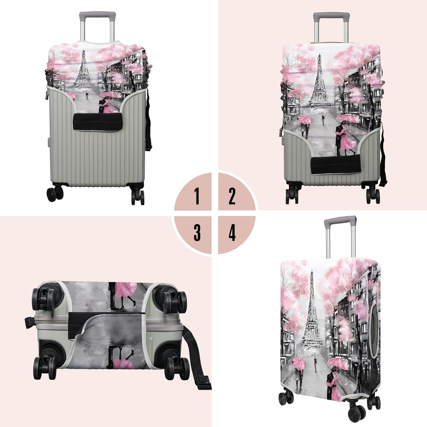 Travel Luggage Cover Suitcase Protector Fits 18-32 Inch Wheel Covers PatternedTravel Related Items Flower Luggage Protector Elastic M
