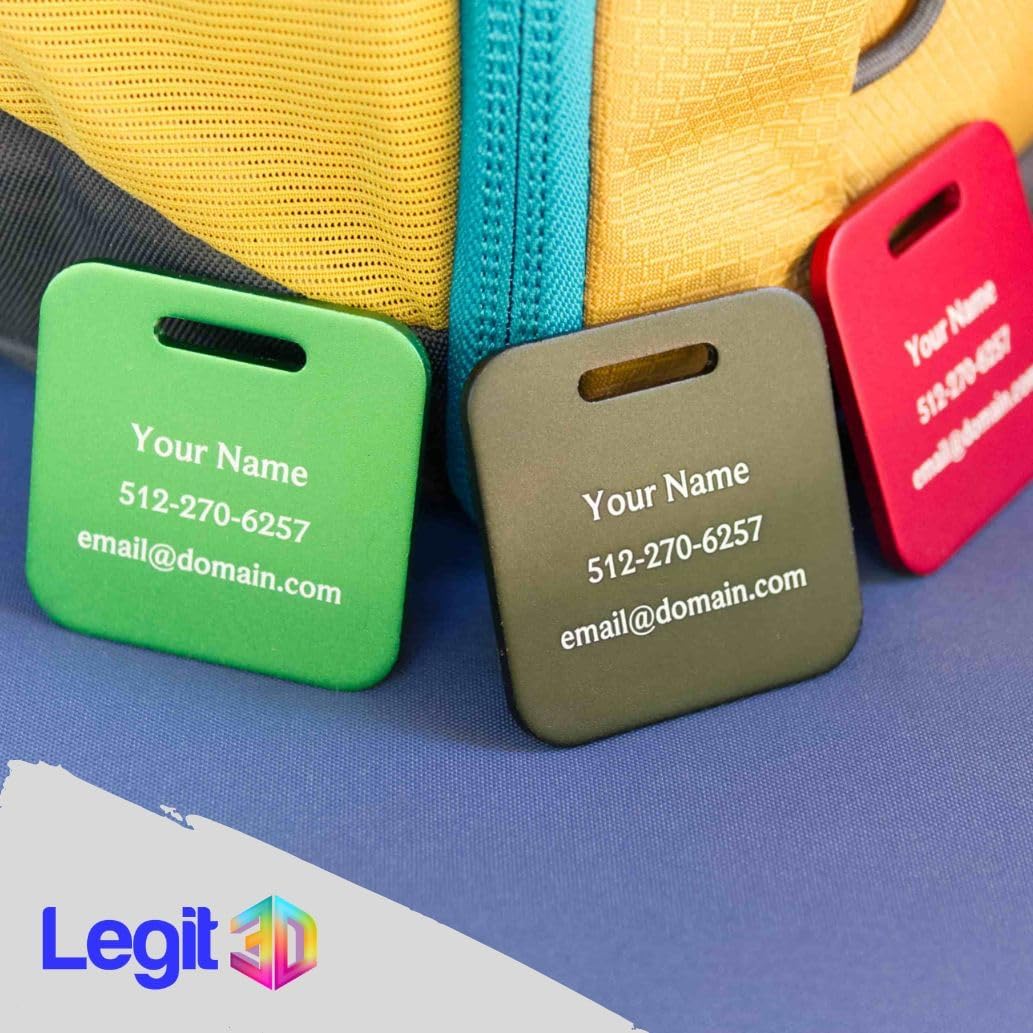 Custom Metal Luggage Tags (3 or 6 Pack) - Personalized Unique Suitcase & Backpack Travel, Durable, Waterproof & Heavy Duty (Black)