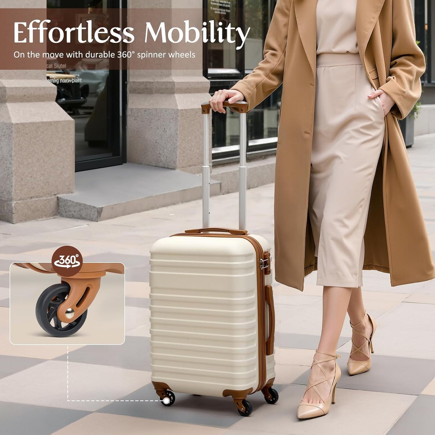 Coolife Suitcase Set 3 Piece Luggage Set Carry On Hardside Luggage with TSA Lock Spinner Wheels (Sky Blue, 5 piece set)
