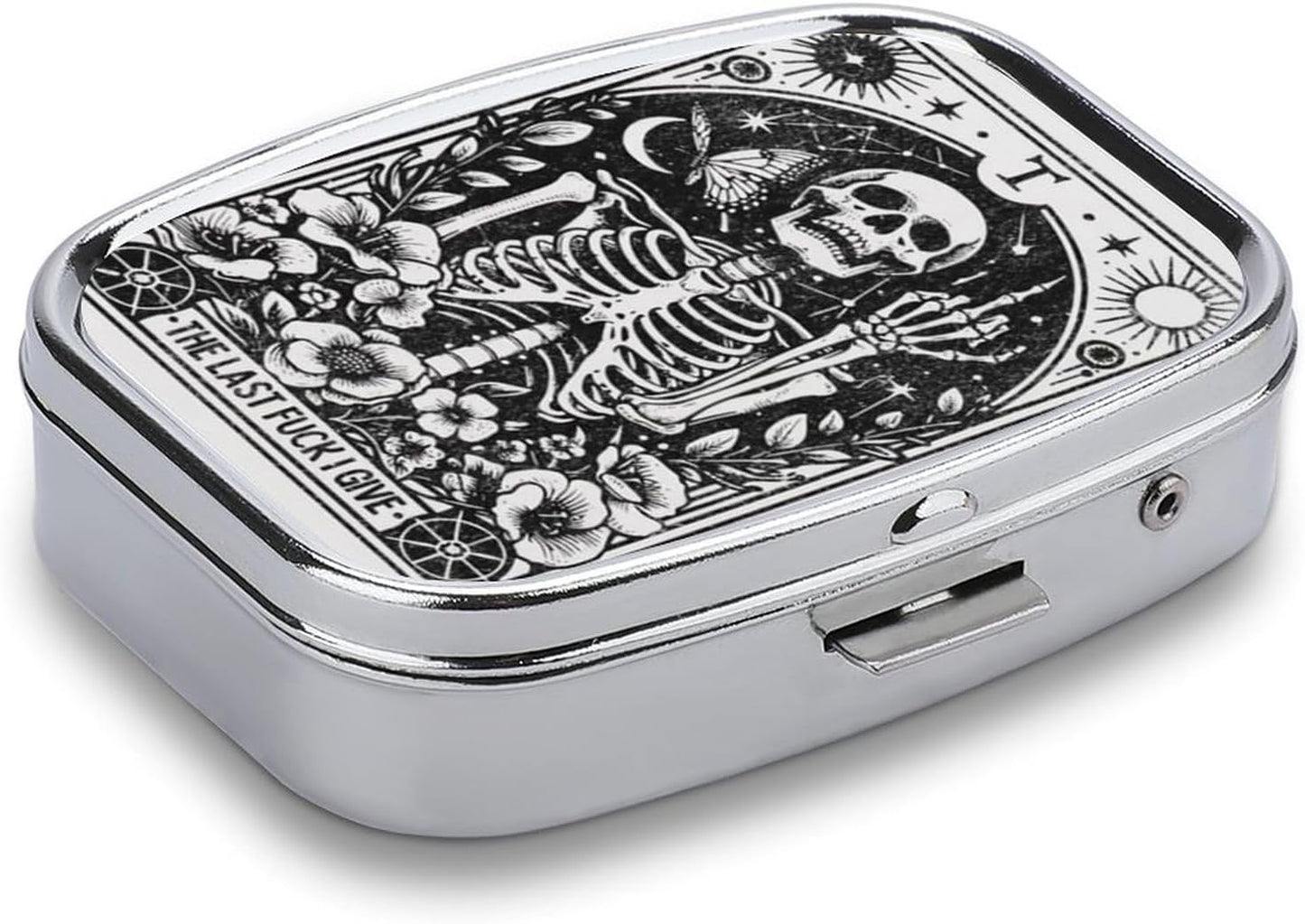 Metal 2 Compartment Pill Organizer Travel Friendly Portable Compact Pill Box Cute Pill Case to Hold Vitamins,Fish Oil,Supplements,Meds,Tablet for Purse,Pocket. (Last)
