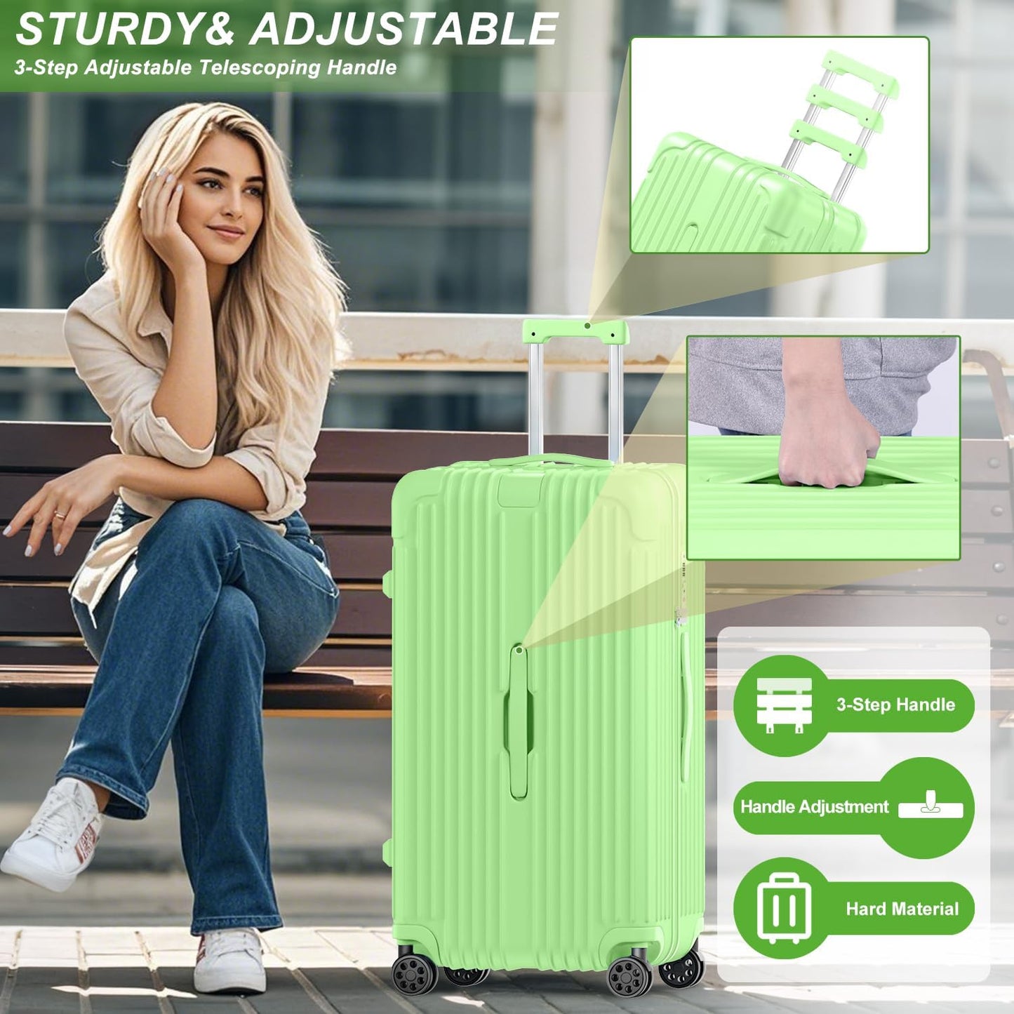 Krute Luggage Sets 2 Pieces PC+ABS Hardshell Suitcase with Spinner Wheels TSA Lock Carry On Suitcase Set 20+28 Inch Luggages