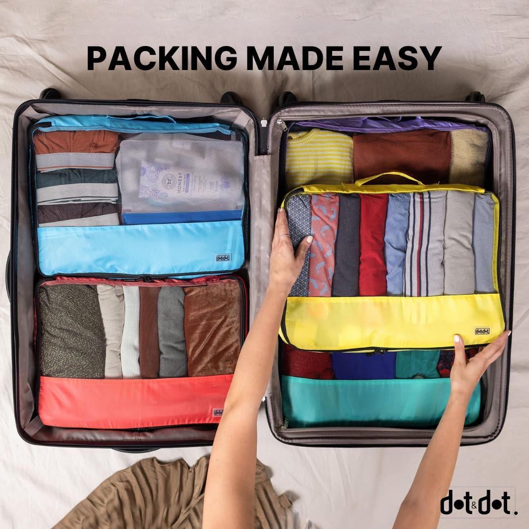 Large Packing Cubes for Suitcases - 5 Pcs set of Packing Cubes for Travel Carry on Suitcase Organizer Bags - Travel Cubes Organizer Bags for Luggage