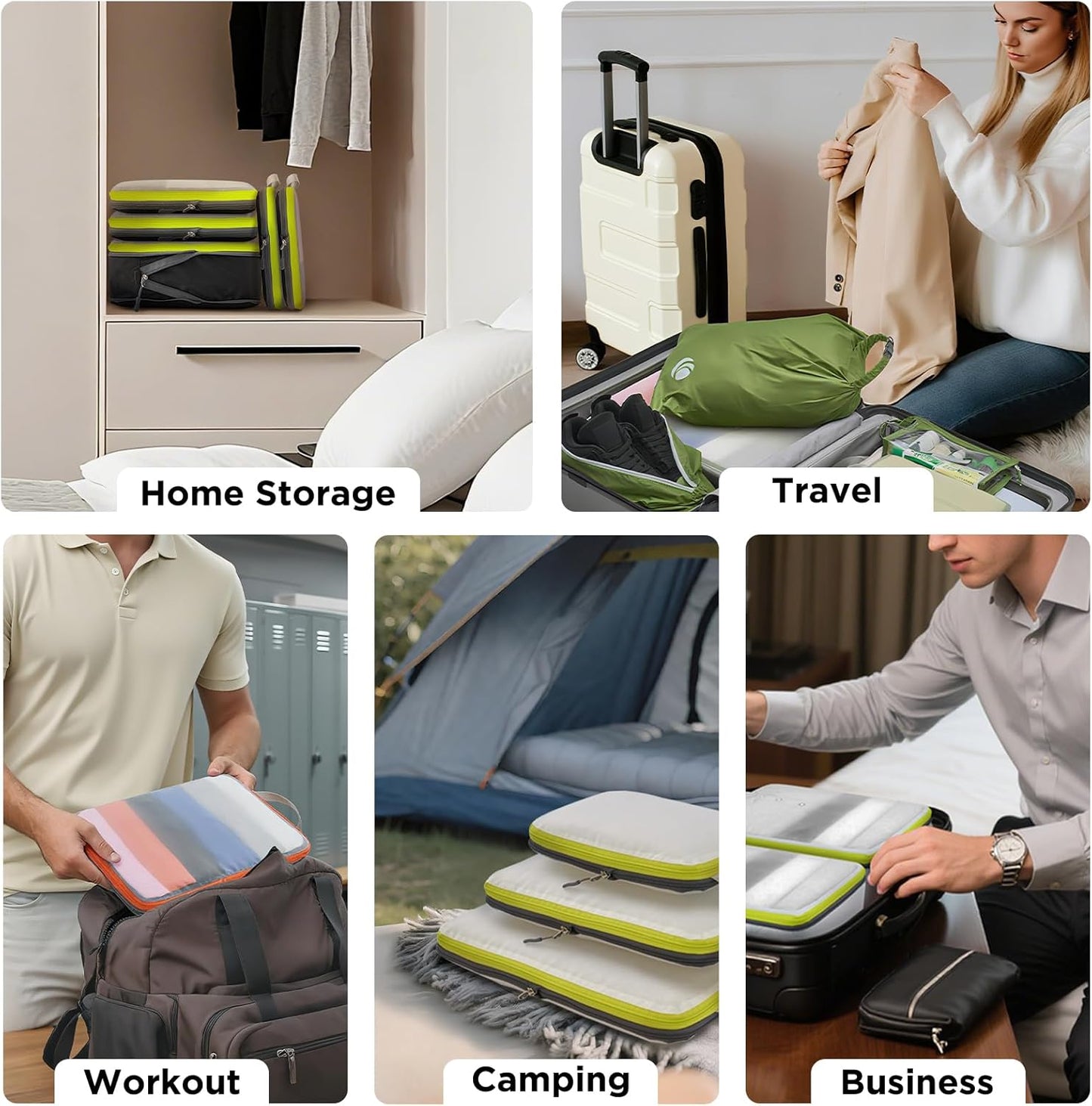 Cipway Compression Packing Cubes, See Through Mesh Luggage Organizer Bags, Travel Essentials for Carry on Suitcase with Laundry Bag and Clear Toiletries Bag（6 Pcs,Blue）