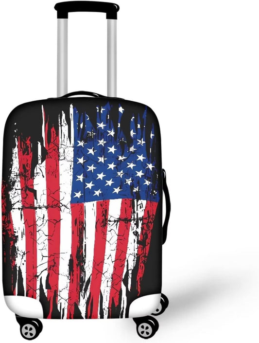USA Flag Star Stripes Flag Luggage Covers Protector Elastic Spandex Baggage Case Fit 30-32 Inch, 4th of July Independence Day, American Flag Travel Suitcase Cover, Patriotic Flag