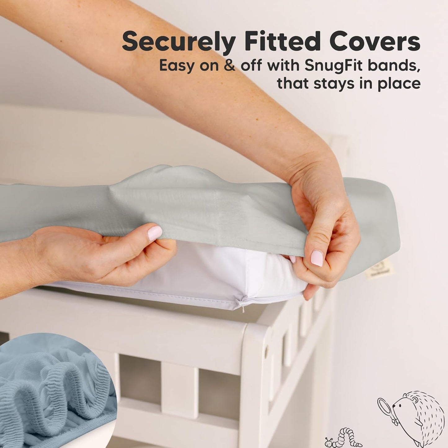 2-Pack Baby Changing Pad Covers for Girl, Boy, Neutral - Soft Viscose Derived from Bamboo Changing Table Pad Cover Sheets, Baby Nursery Diaper Changing Pad Cover, Contour Changing Pad Liner (Steel)