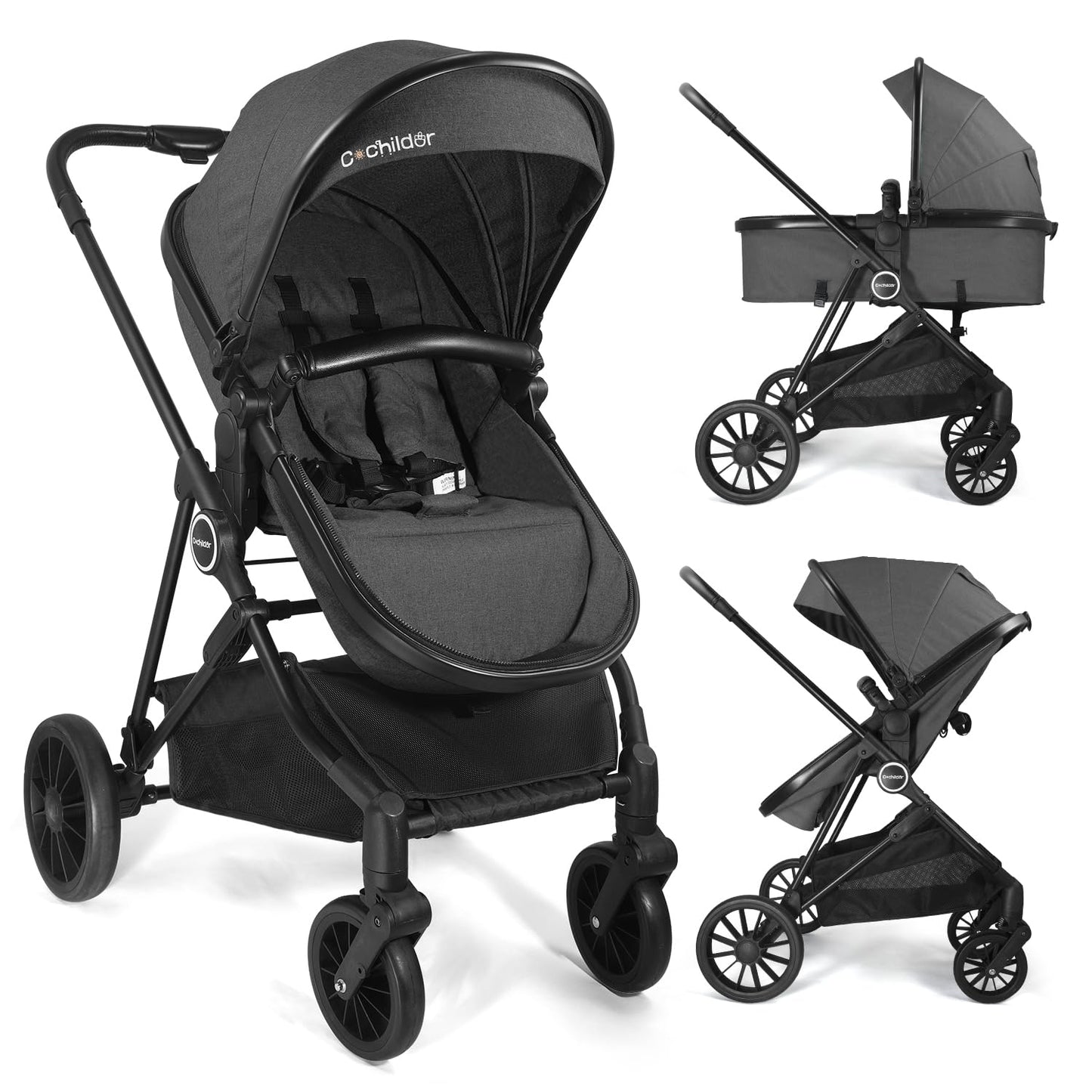 Lite 2.0 Baby Stroller with Newborn Mode, 2-in-1 Foldable Infant Stroller with Reversible Seat and UPF 50+ Canopy