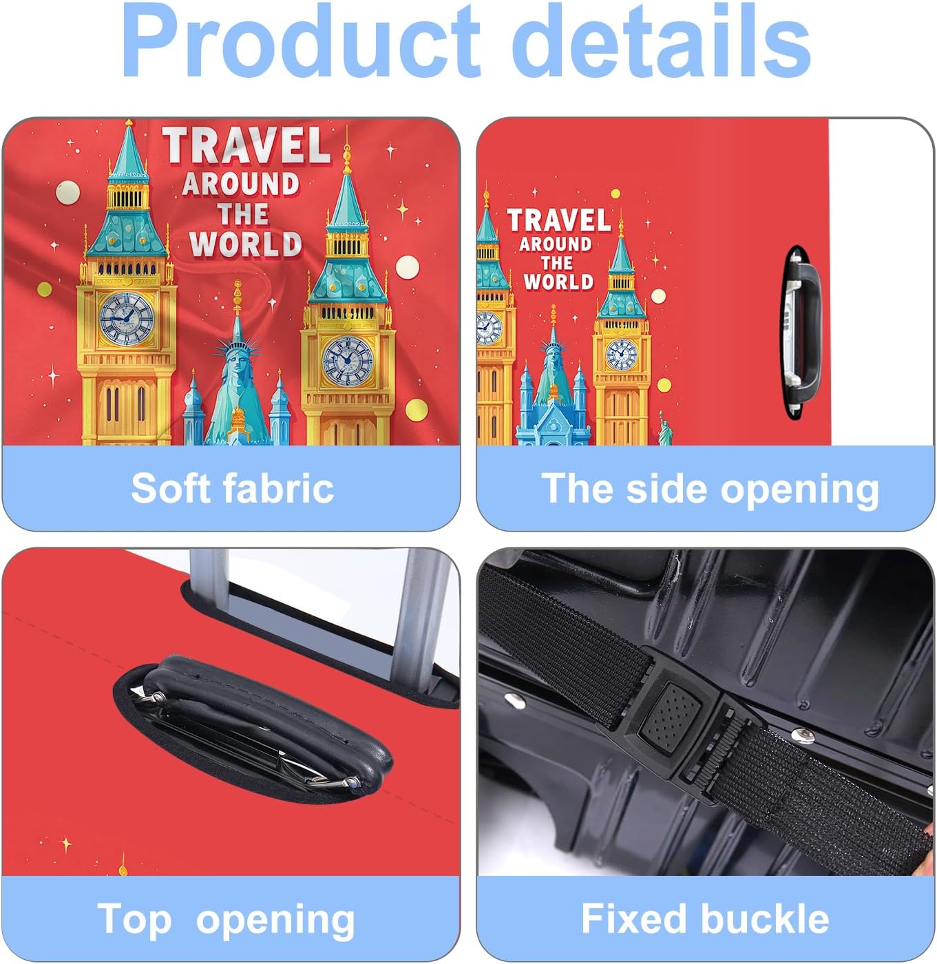 Luggage Cover Washable Suitcase Protector Anti-Scratch,Stretchable Fit for 20-34Inch Luggage Durable Travel Bag Cover with Zipper Closure (London-2, XL(fits 32-34Inch suitcase))