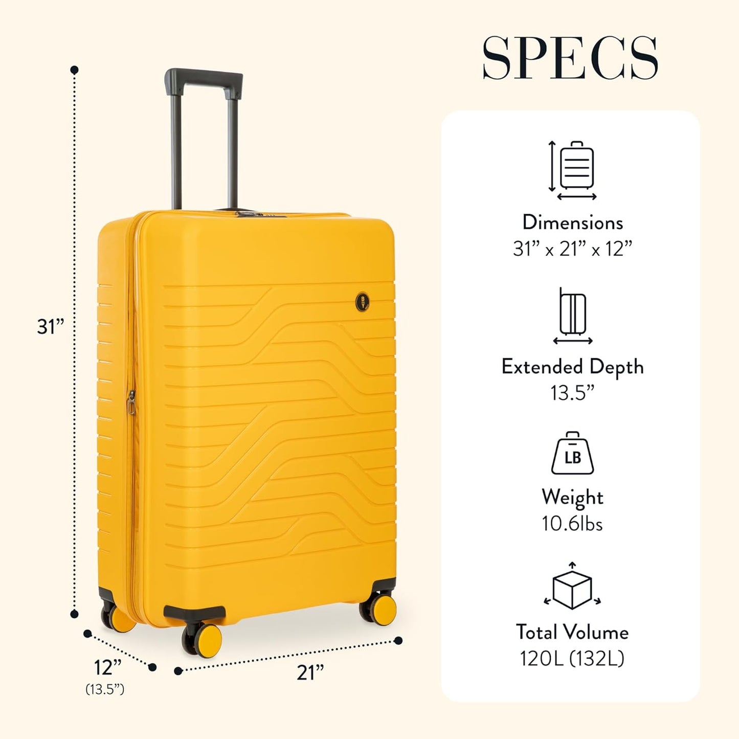 Bric's B|Y Ulisse Spinner Suitcase, Expandable Hard Shell Luggage with TSA Lock and Smooth 360° Wheels 28" – Mango