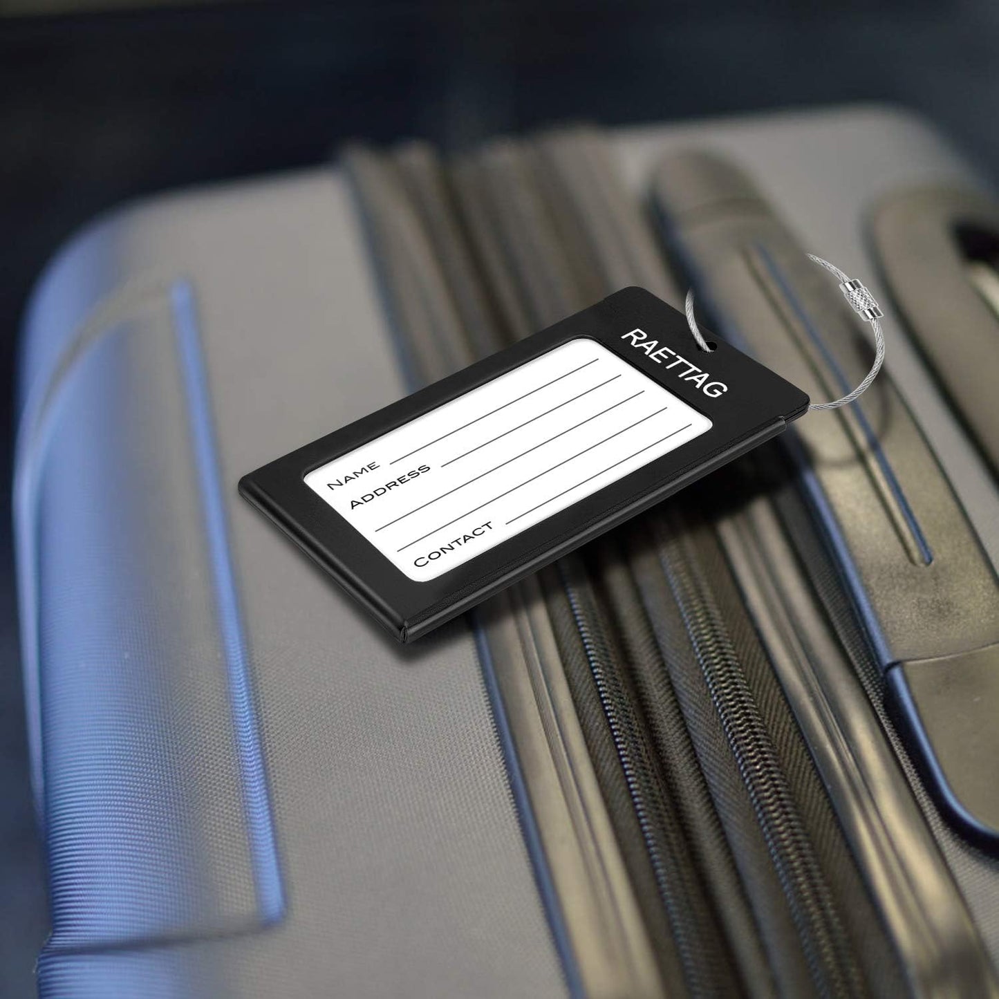 Luggage Tags Metal Suitcase Tags Travel Bag ID Identifier Luggage Tag (Black 6-Pack)