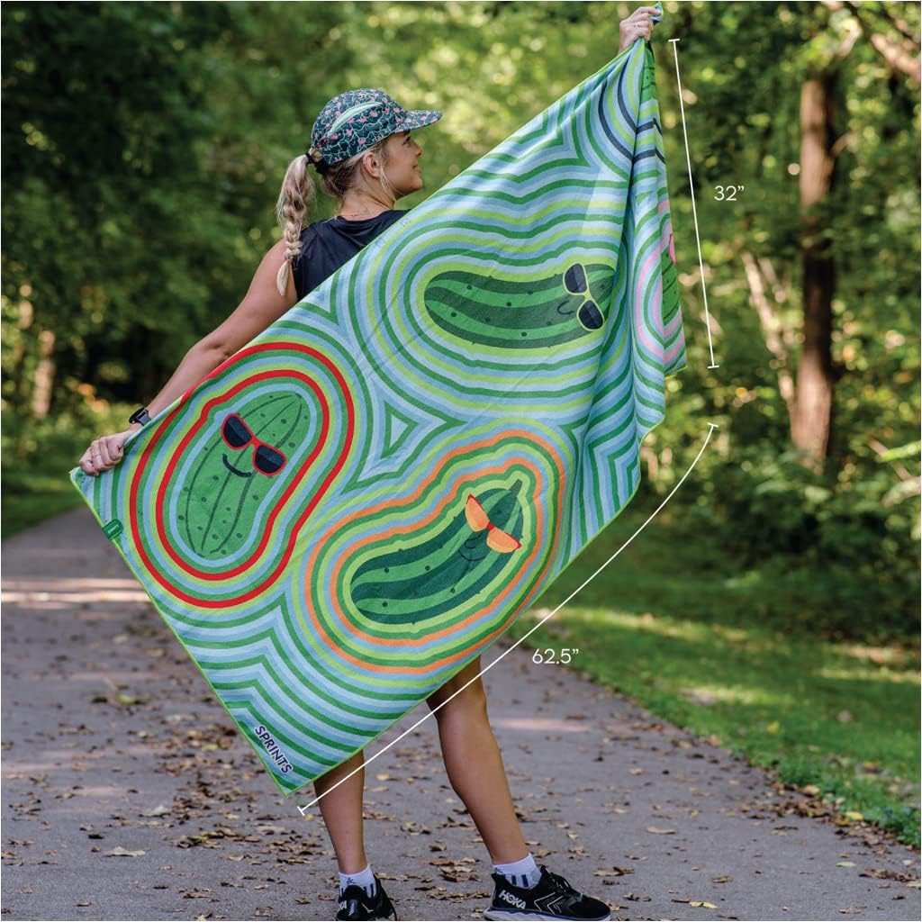 Sprints Athletic Running Towel, Full-Sized, Car Seat Cover - Moisture Wicking (Pickles)